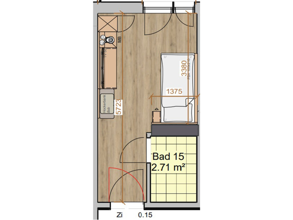 Grundriss eines Zimmers in den AS Hotels & Apartments in Bad Bevensen