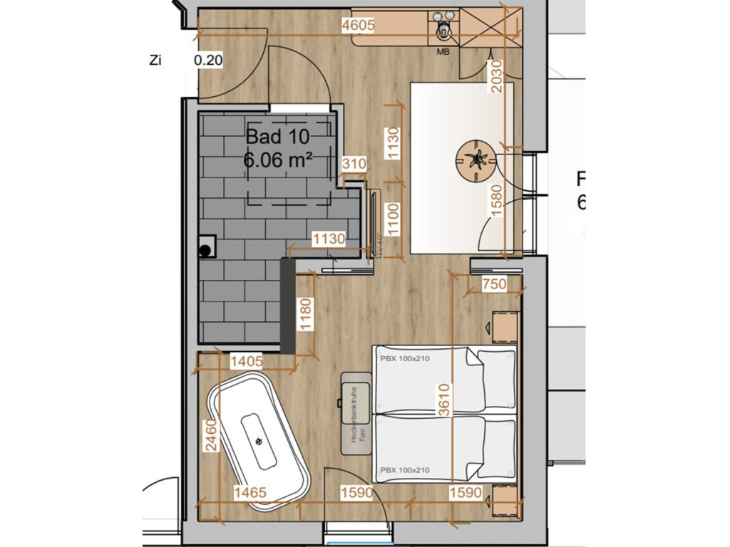 Grundriss eines Zimmers in den AS Hotels & Apartments in Bad Bevensen