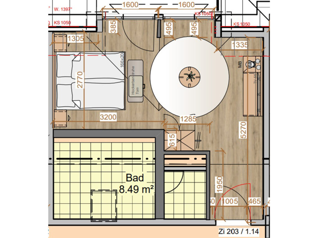 Grundriss eines Zimmers in den AS Hotels & Apartments in Bad Bevensen