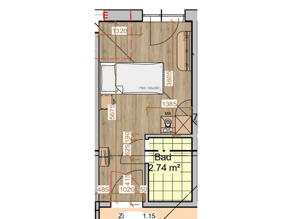 Grundriss eines Zimmers in den AS Hotels & Apartments in Bad Bevensen